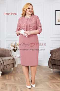 2023 Pearl Pink Plus Size Mother Of The Bride Dresses,Modern Spring Wedding Guest Dresses with Lace Coat nmo-1022-5