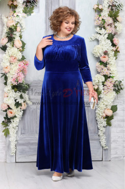 2023 Royal Blue Flannelette Women's Dresses,Spring Half Sleeves Wedding Guest Dresses nmo-1020