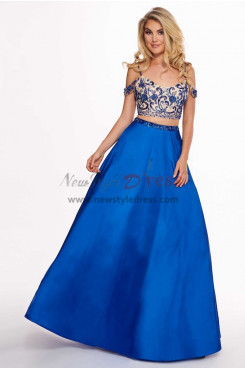 2023 Spring Royal Blue A-Line Spaghetti Prom Dresses, Off the Shoulder Hand Beading Wedding Party Dresses pds-0062-2