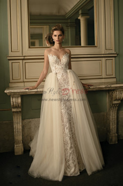 2023 sweetheart neckline lace embroidered sheath wedding dress, strapless bride dresses bds-0003