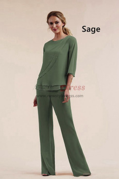 2 PC Half Sleeves Elastic Pants Women's Garments, Sage Chiffon Mother of the Bride Outfits mos-0006-4