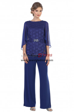 2PC Modern Royal Blue Lace Women's Pants suits,Trajes de pantalón de mujer nmo-867-4