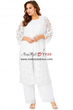 3 Piece White Mother of the Bride Pant Suit,Mother Of The Bride Pant Suits nmo-872-3