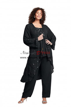 3PC Charming Hand Beading Black Women's Outfits, Wedding Guest Pant Suits nmo-862-1