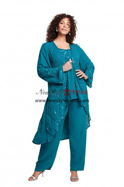 3PC Charming Hand Beading Greenblack Hunter Women's Outfits,Wedding Guest Pant Suits nmo-862-2