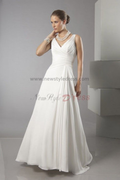 A-Line V-neck Simple Spring Fashion Beach Wedding Dress nw-0295
