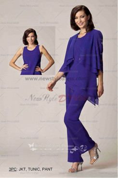 Asymmetry chiffon 3PC mother of the bride pants suit nmo-009