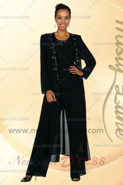 Black Elastic pants Elegant Cheap Mother of the bride Garments nmo-122