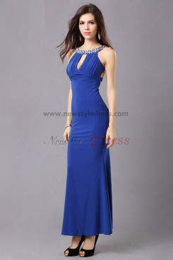 Cheap Jewel Royal Blue Glass Drill Mermaid Charmeuse Quality Guaranteed prom dresses np-0309