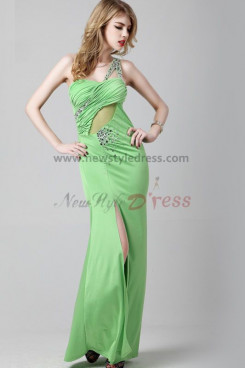 Green One Shoulder Split Front Sweetheart Cheap prom dresses np-0286