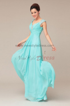 Light Sky Blue under 100 Chiffon Crystal Sashes Discount prom dress np-0236