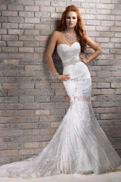 Mermaid lace Sheath Sweep Train Classic Elegant wedding dresses with Wraps nw-0192