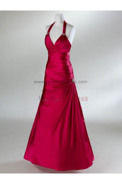 Satin Halter A-Line Gorgeous Blue amd Red Side Embroidery with Hand-beading Evening dresses np-0088