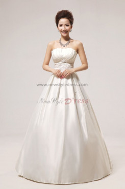Satin Strapless Floor-Length Bow Wedding Dresses nw-0049