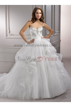 Sexy Sweetheart Chest Appliques Ruffles High-end wedding dress nw-0125