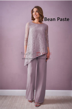 Asymmetry Mother of the Bride Outfits, Bean Paste Lace Discount Mother of the Bride Pant Suits mos-0004-1
