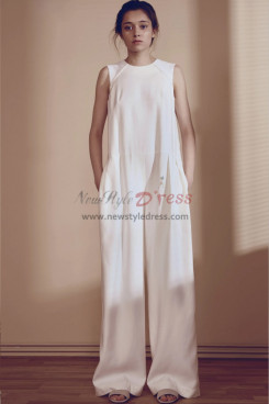 Women White Wedding Jumpsuit, Harem Palazzo Beach Wedding Jumpsuit, Wide Leg Bridal Jumpsuit bjp-0044