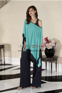 Beading Chiffon Cape Wide Leg Mother of the Bride Pant Suits, Elegant Wedding Guest Outfit nmo-934