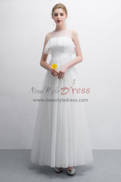 Beautiful White Polka dot Tulle Prom dresses Floor-Length NP-0380