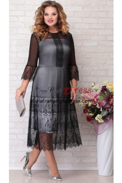 Black Dot Lace Dress Mother of the Bride Dresses,Robes pour femmes de grande taille nmo-886