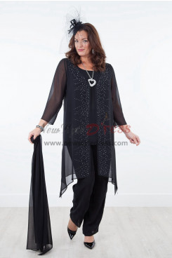 Black Mother of the bride dresses with shawl Chiffon outfit for beach wedding NEW ARRIVAL nmo-301