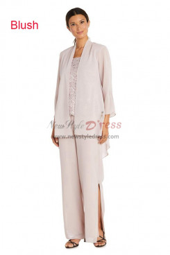 Blush Pink Mother of the Bride Pant Suits, Stretchy Waist Trousers Women's Pant Suits mos-0019-5