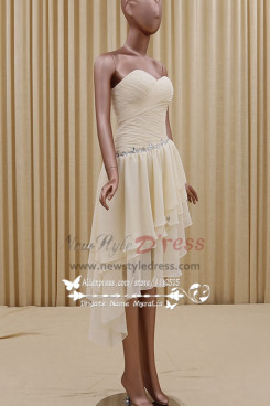 Champagne Homecoming dress Simple short Sweetheart bridesmaid dresses