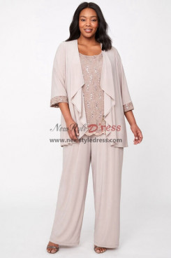 Champagne Soft Mother of the Bride Pant Suits Plus Size Outfits nmo-1003