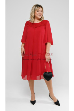 Comfortable Red Modern Mid-Calf-Length Mother of the Bride Dresses, Loose Women's Dresses mds-0037-1