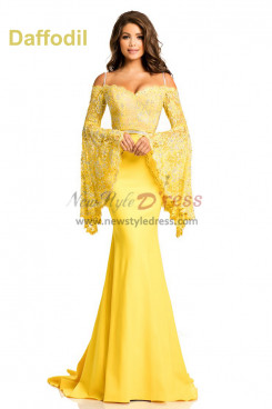 Daffodil Classic Off the Shoulder Prom Dresses, Gorgeous Mermaid Wedding Party Dresses pds-0071-3