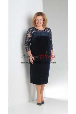 Dark Blue Velvet Mother of the Bride Dress, Plus Size Women's Dress for Mother nmo-878-1
