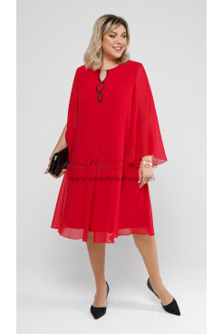 Effortlessly Comfortable Red Chiffon Mother of the Bride Dresses, Loose Women's Dresses mds-0038-2