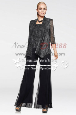 Fashion Glitter three piece black mother of the bride pants suit nmo-157