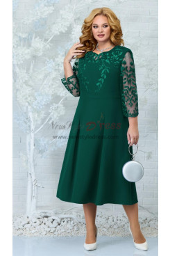 Green Dressy Customized Women's Dresses, Mid-Calf Mother Of the Bride Dresses mds-0032-2