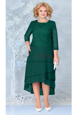 Green Front Short Long High-low Mother of the Bride Dresses, Half Sleeves women's Dresses mds-0023-4