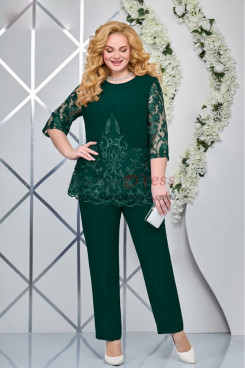 Green Half Sleeves Mother of The Bride Outfits, Elastic Pants Mother Of The Bride Pant Suits mos-0001-3