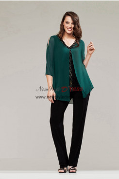Green Three Piece Mother of the Bride Pant Suits with Jacket Wedding Pants Outfit nmo-978