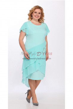 Jade Blue Chiffon Plus Size Dress,Vestidos de la madre de la novia,Vestido de talla grande nmo-811
