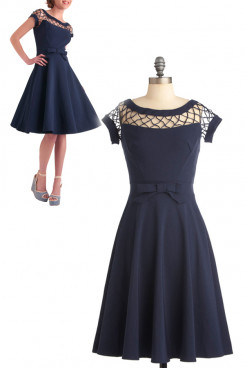 Blue a-line Knee-Length Jewel Custom Bridesmaids Dresses nm-0162