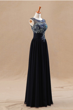 black Embroidery Jewel Elegant Mother Of the Dresses np-0250