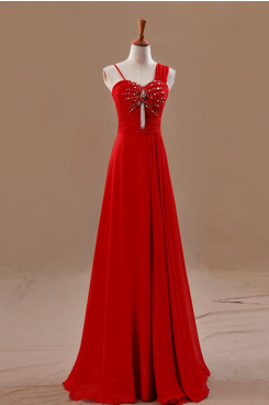 Gorgeous Chest With beading Empire Floor-Length red prom dress np-0215