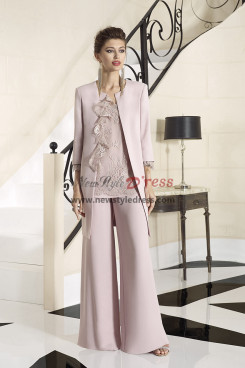 Modern Dusty Pink Mother of the Bride Pant Suits, Occasion Wedding Guest Trousers Outfit nmo-920