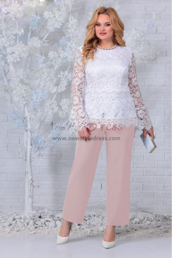 White top & Blushing Pink pants Mother of the Bride Pant suits Custom-Made,Damen-Outfits nmo-852-8