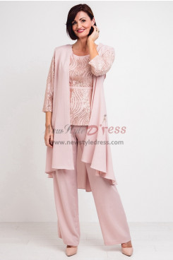 Pink Women's Outfit Exquisite Hand beading Mother of the bride Pants suit With Jacket nmo-750-1