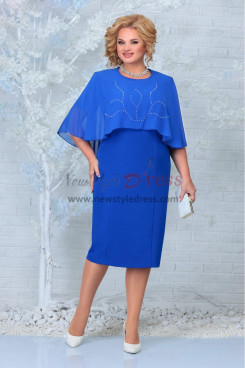 Plus Size Effortlessly Chic  Royal Blue Mother of the Bride Dresses, Hand Beading Women's Dresses With Cape mds-0025-3