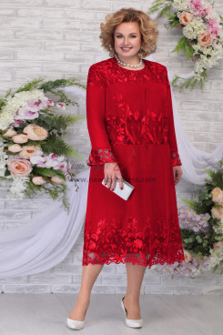 Plus Size Long Sleeves Women's Dress Red Mother of the Bride Dresses nmo-760-3