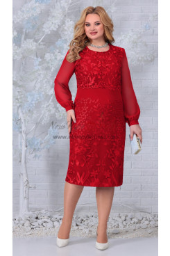 Plus size Red Knee-Length Mother of the Bride Dresses, Modern Long Sleeves Women's Dresses mds-0042-6
