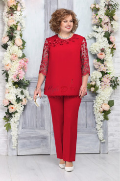 Red Women's 2PC Trousers Outfit Mother of the Bride Pant suits Dresses, Plus Size Women's Outfits nmo-850-4