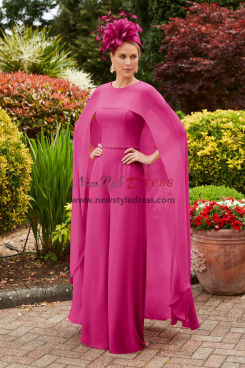 Rose Red Long Cape Wedding Guest Jumpsuit, Mother of the Bride Outfit, Hosenanzüge für die Brautmutter nmo-921-4