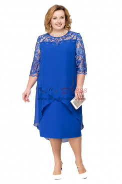 Royal Blue Mid-Calf Women's Dresses Plus Size Mother of the Bride Dresses nmo-765-2